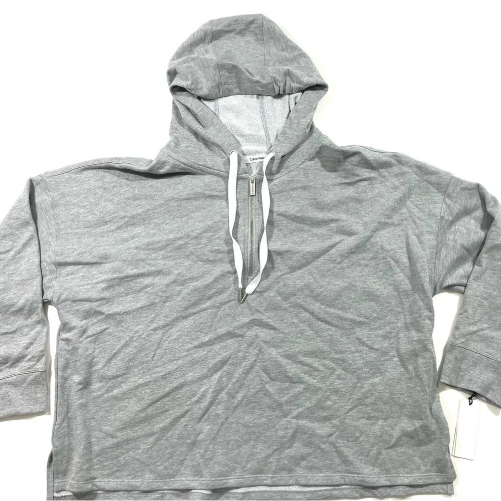 New Calvin Klein Performance Hooded Half Zip Shirt Grey